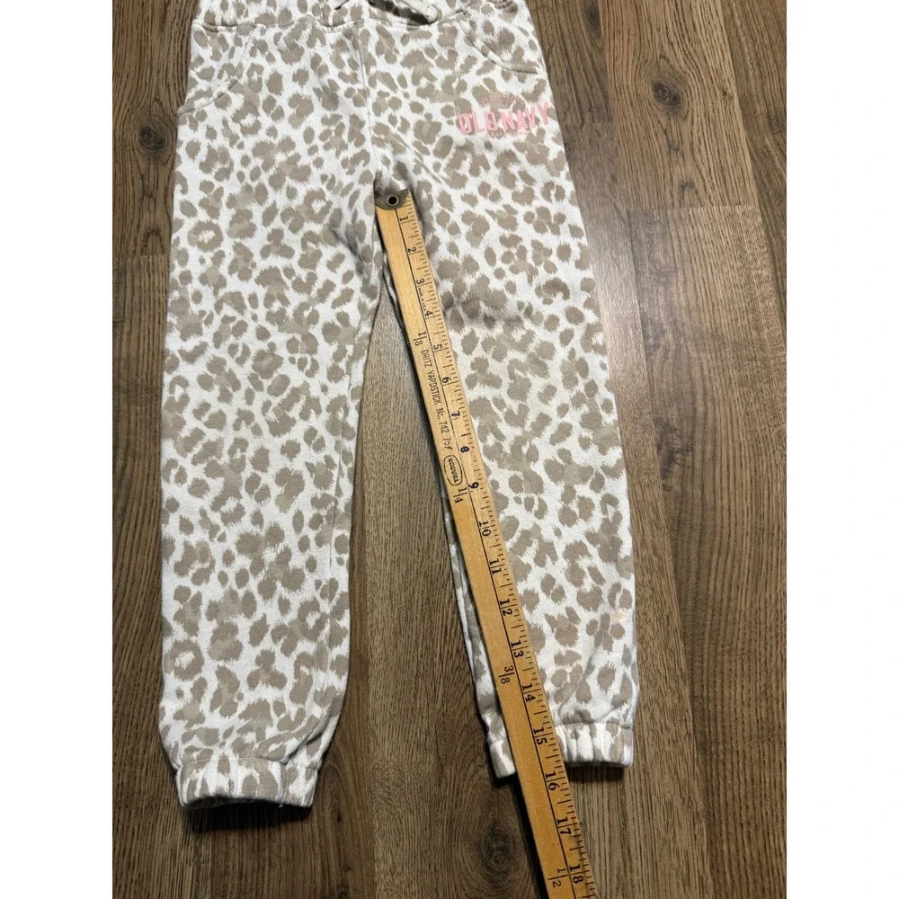 Old Navy Sweatpants Girls 5T Tan Leopard Print Kids Joggers Fleece Excellent